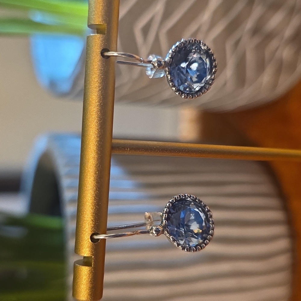 NOA ZUMAN 925 Silver Blue Crystal Earrings - Picture 4 of 6